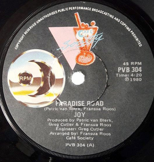 Joy (32) – Paradise Road (7", South Africa - 1980)