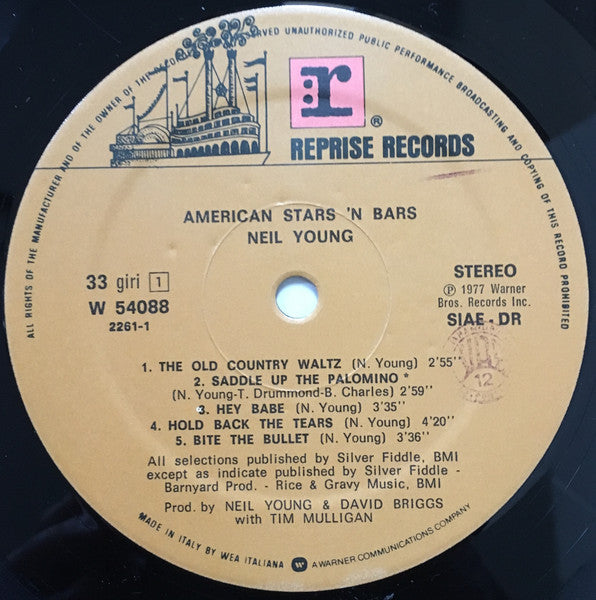 Neil Young – American Stars 'N Bars (LP, Album, Repress, Italy - 1977)