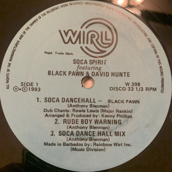 Black Pawn, David Hunte – Soca Spirit (LP, Album, Barbados - 1993)