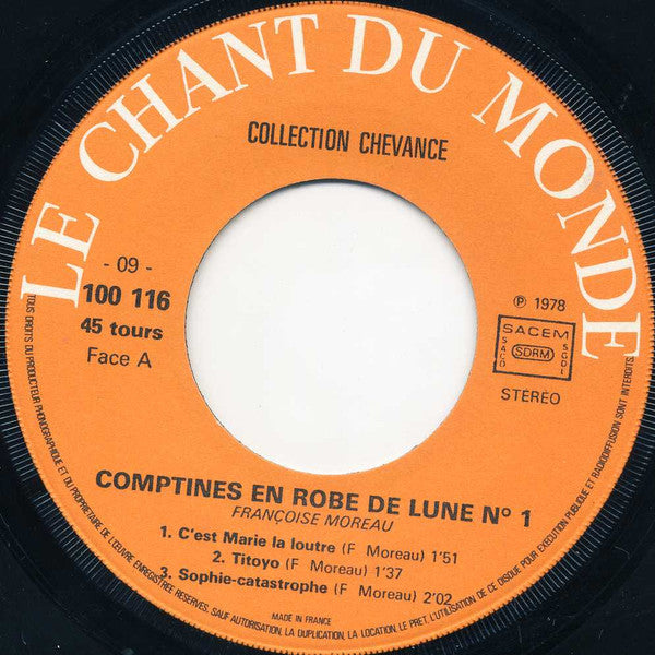 Françoise Moreau – Comptines En Robe De Lune N°1 (7", Reissue, France - 1978)