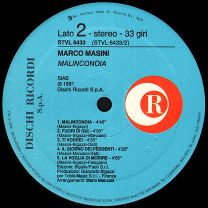 Marco Masini – Malinconoia (LP, Album, Italy - 1991)