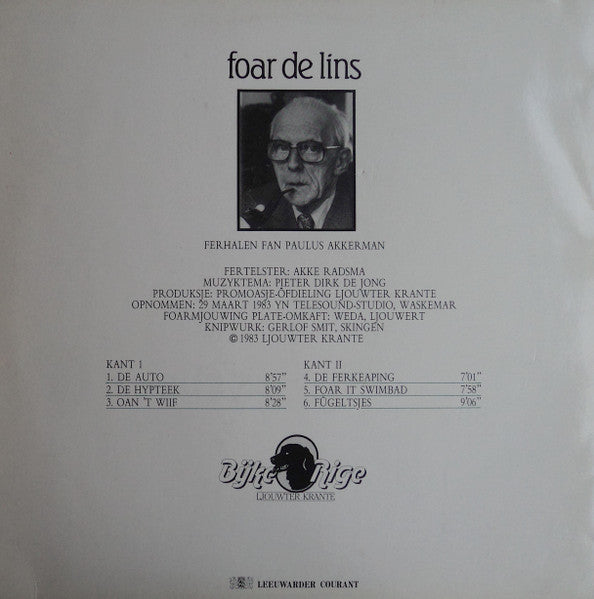 Paulus Akkerman, Akke Radsma – Foar De Lins (LP, Album, Netherlands - 1983)
