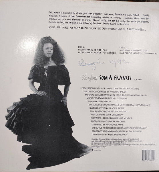 Singing Sonia – Professional Advice / Mad People Business (12")