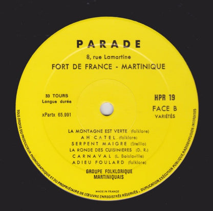 Loulou Boislaville, Groupe Folklorique Martiniquais – Martinique (LP, Album, France)