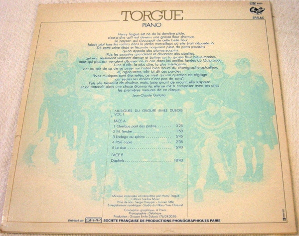 Henry Torgue – Piano, Musique Du Groupe Emile Dubois Volume 1. (LP, Album, France - 1984)