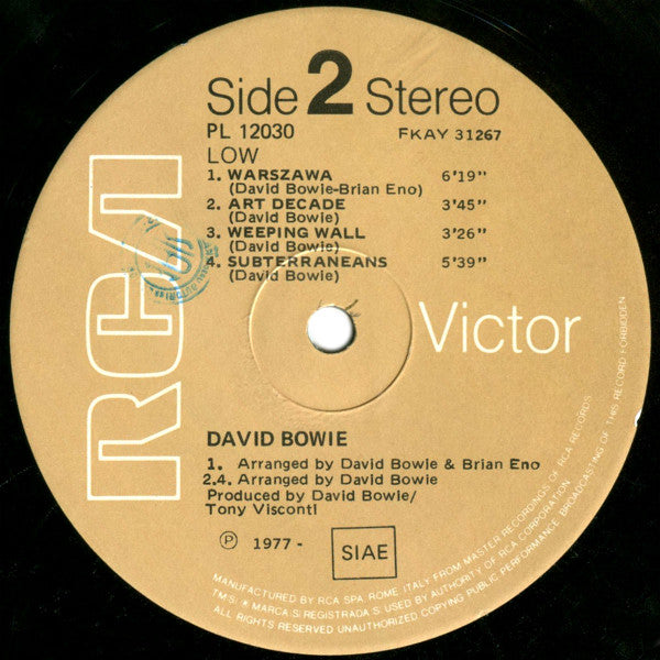 David Bowie – Low (LP, Album, Italy - 1977)