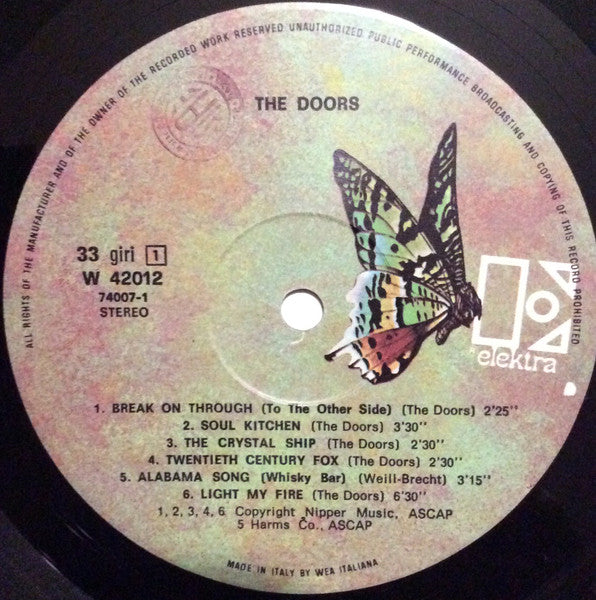 The Doors – The Doors (LP, Album, Reissue, Italy - 1977)