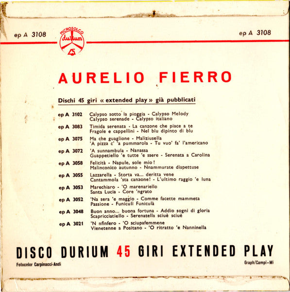 Aurelio Fierro – VI° Festival Della Canzone Napoletana N. 2 (7", Italy - 1958)