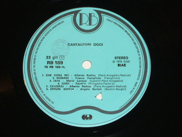 Various – Cantautori Oggi (LP, Compilation, Italy - 1978)