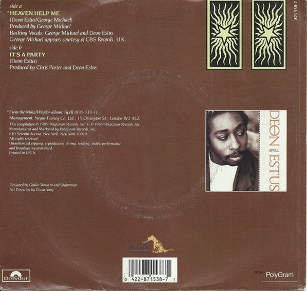 Deon Estus, George Michael – Heaven Help Me (7", US - 1989)