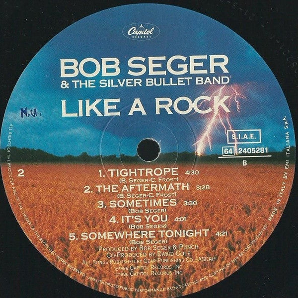 Bob Seger And The Silver Bullet Band – Like A Rock (LP, Album, Italy - 1986)