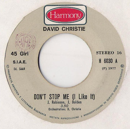 David Christie – Love Is The Most Important Thing (7", Italy - 1977)