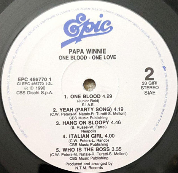 Papa Winnie – One Blood One Love (LP, Album, Italy - 1990)