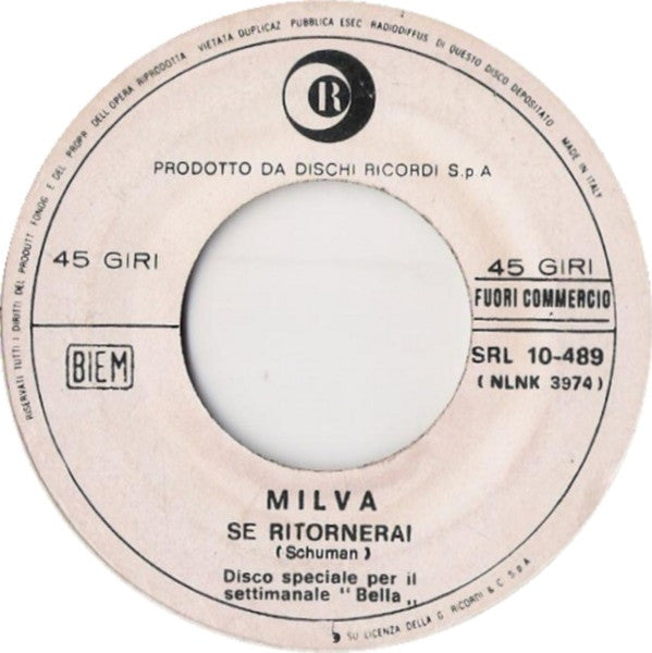 Milva – Se Ritornerai / Come Ci Vedono Loro (7", Italy - 1968)