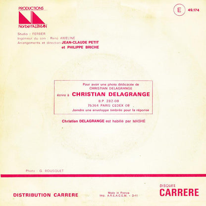 Christian Delagrange – L'important C'est Toi Et Moi (7", France - 1976)