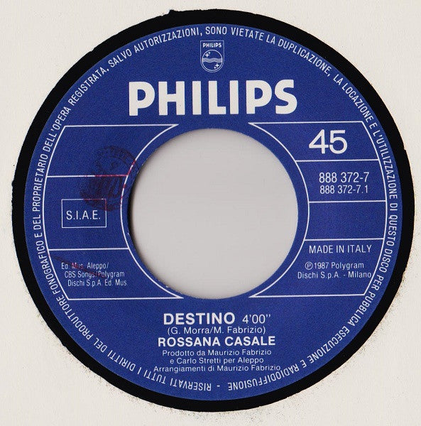 Rossana Casale – Destino  (7", Italy - 1987)