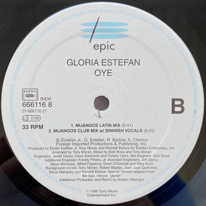 Gloria Estefan – Oye (The Remixes) (12", Europe - 1998)