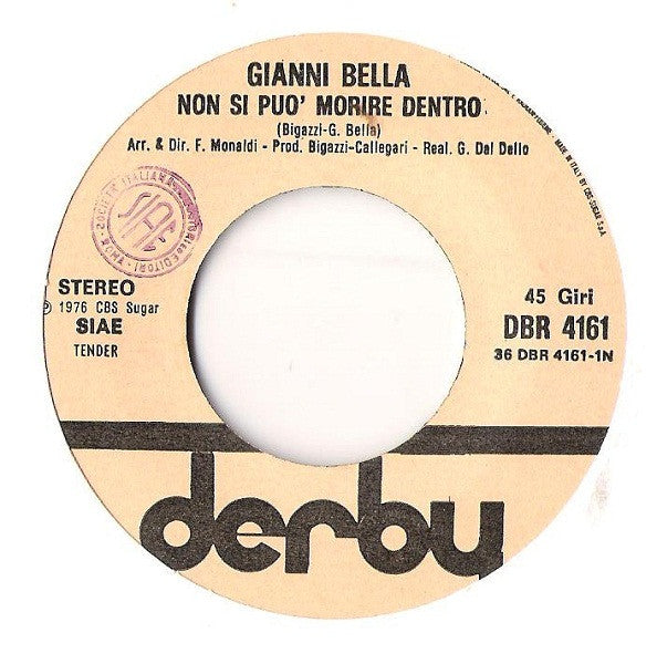 Gianni Bella – Non Si Può Morire Dentro (7", Italy - 1976)