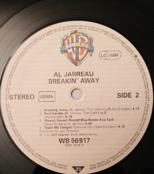 Al Jarreau – Breakin' Away (LP, Album, Germany - 1981)
