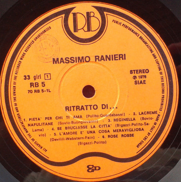Massimo Ranieri – Ritratto Di... Massimo Ranieri (LP, Compilation, Italy - 1976)