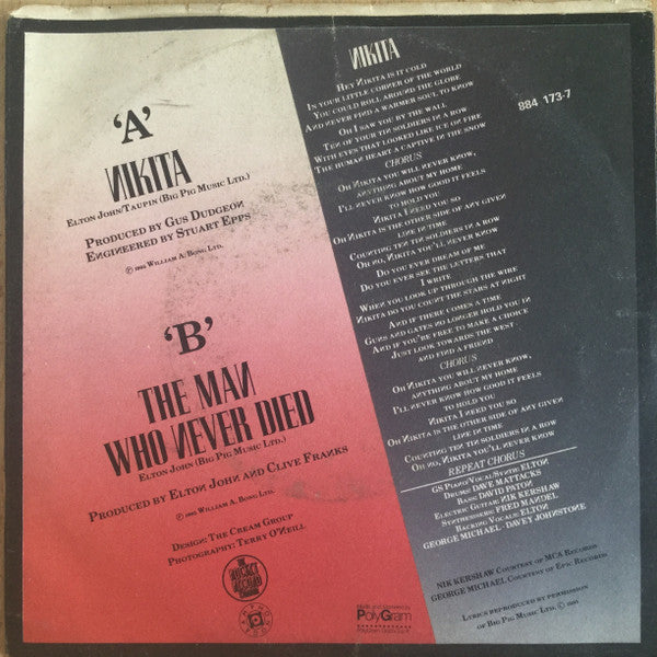 Elton John – Nikita (7", Italy - 1985)