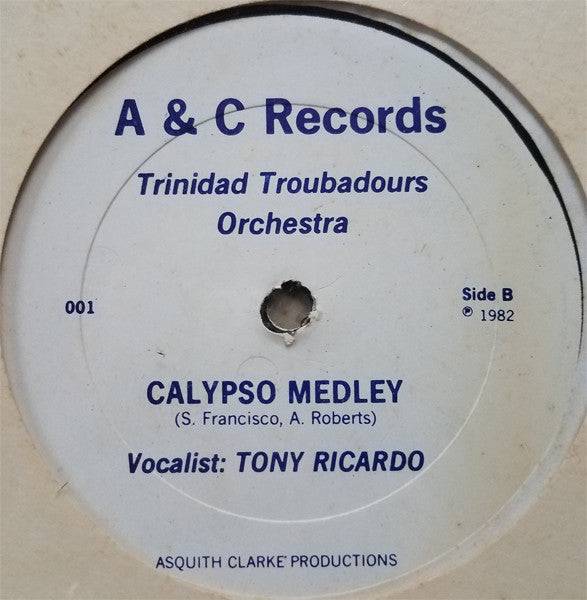 The Trinidad Troubadours Band – Party Swinging / Calypso Medley (12", Trinidad & Tobago - 1982)