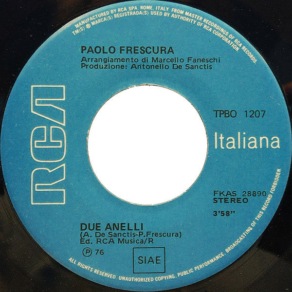 Paolo Frescura – Due Anelli / 27 Luglio (7", Italy - 1976)