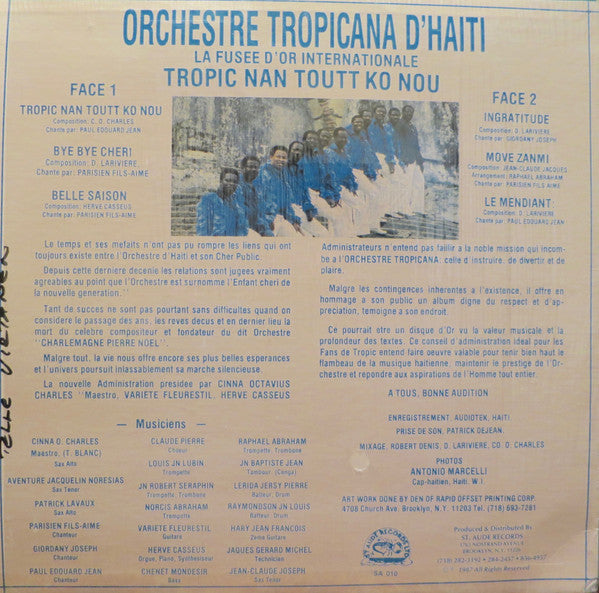 Orchestre Tropicana – Tropic Nan Toutt Ko Nou (LP, Album, US - 1987)