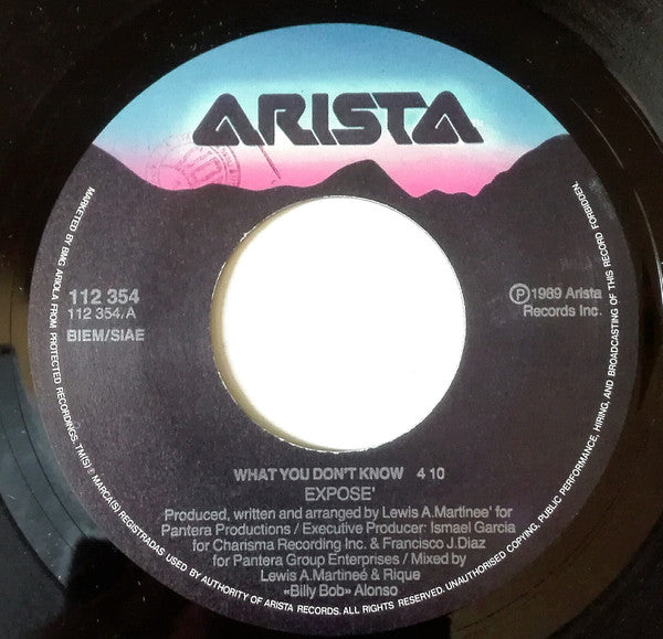 Exposé – What You Don't Know (7", Italy - 1989)