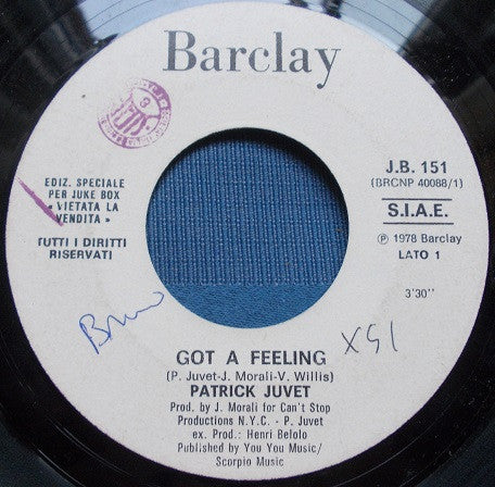 Patrick Juvet, Sally Oldfield – Got A Feeling / Mirrors (7", Italy - 1978)