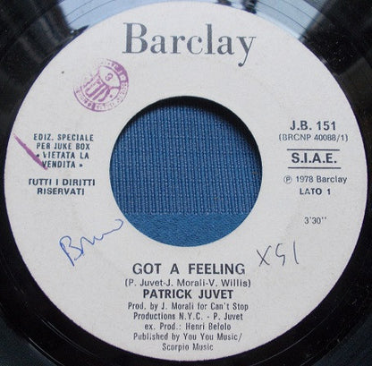 Patrick Juvet, Sally Oldfield – Got A Feeling / Mirrors (7", Italy - 1978)