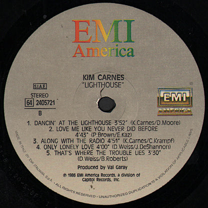 Kim Carnes – Lighthouse (LP, Album, Italy - 1986)