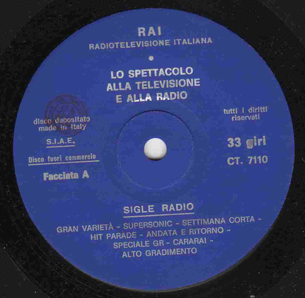 Various – Lo Spettacolo Alla Televisione E Alla Radio (7", Italy - 1973)