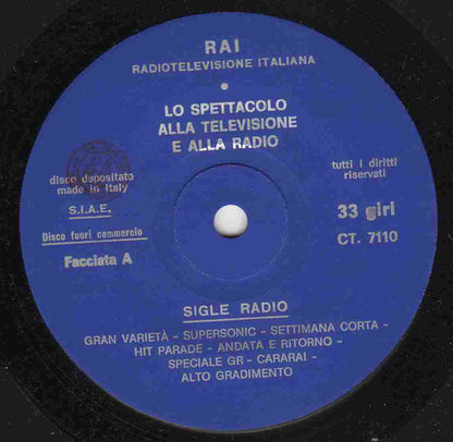 Various – Lo Spettacolo Alla Televisione E Alla Radio (7", Italy - 1973)