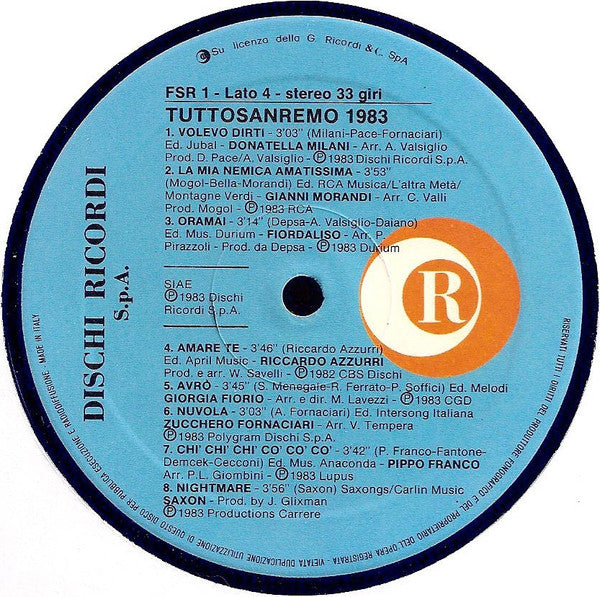 Various – Tuttosanremo '83 (LP, Compilation, Italy - 1983)