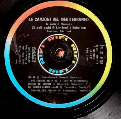 Ezio Leoni, Enrico Intra – Le Canzoni Del Mediterraneo = Mediterranean Songs (La Musica Di Theodorakis) (LP, Album, Italy - 1971)
