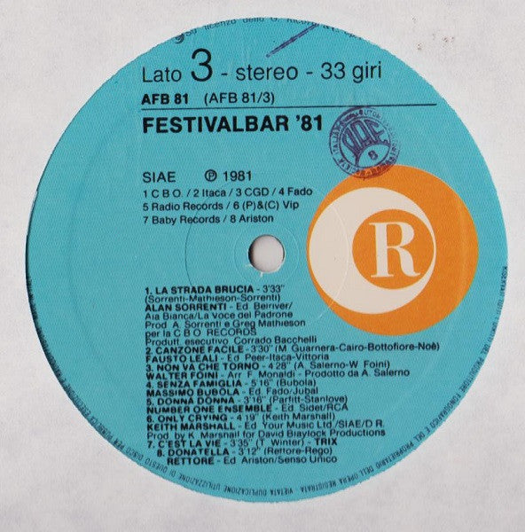 Various – Festivalbar 81 (LP, Compilation, Italy - 1981)