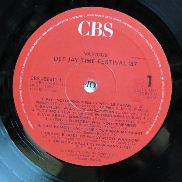 Various – Deejay Time Festival 87 (LP, Compilation, Italy - 1987)