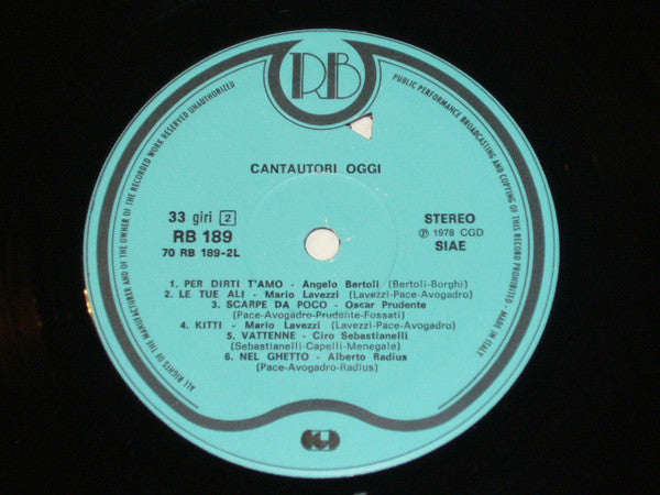 Various – Cantautori Oggi (LP, Compilation, Italy - 1978)