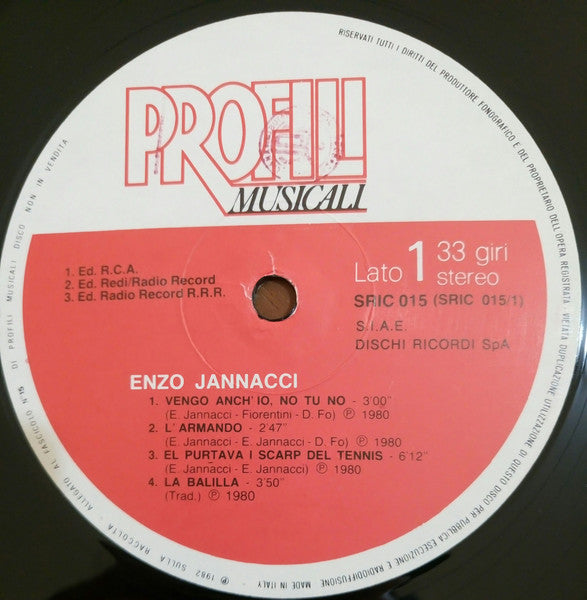 Enzo Jannacci – Enzo Jannacci (LP, Compilation, Italy - 1982)