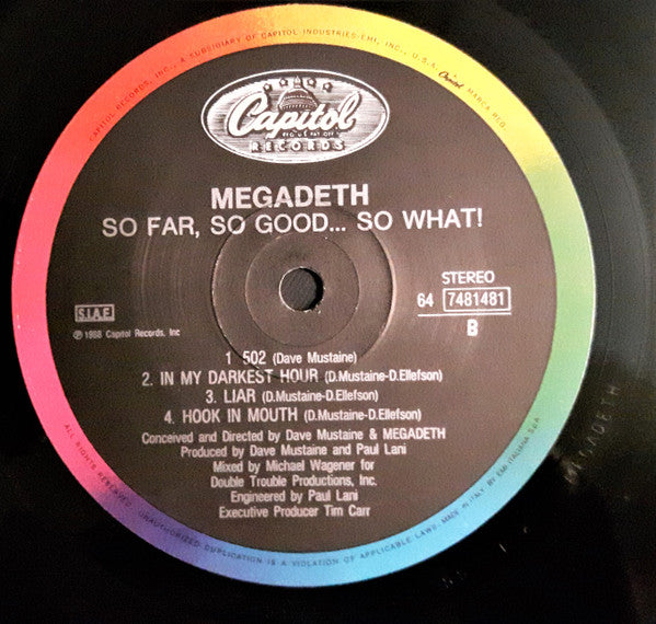 Megadeth – So Far, So Good... So What! (LP, Album, Italy - 1988)