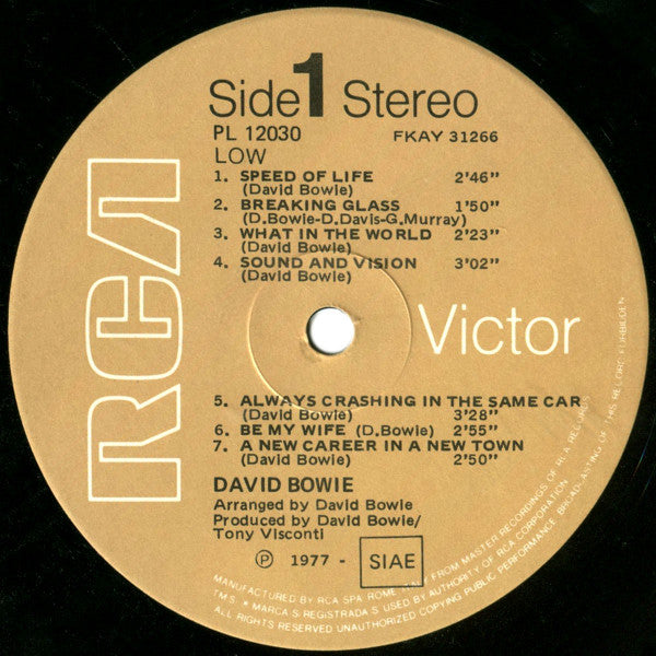 David Bowie – Low (LP, Album, Italy - 1977)