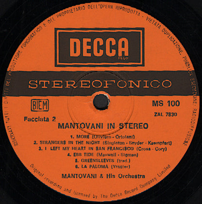 Mantovani And His Orchestra – Mantovani In Stereo (LP, Compilation, Italy - 1969)