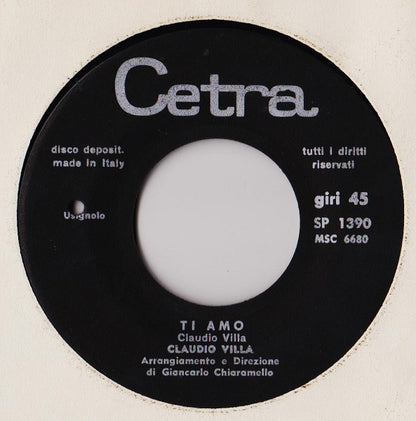 Claudio Villa – Meglio Una Sera Piangere Da Solo (7", Italy - 1969)