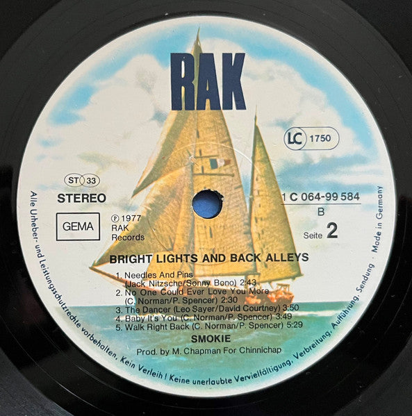 Smokie – Bright Lights & Back Alleys (LP, Album, Germany - 1977)