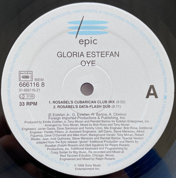 Gloria Estefan – Oye (The Remixes) (12", Europe - 1998)
