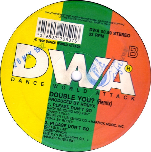 Double You – Please Don't Go (Remix) (12", Italy - 1992)