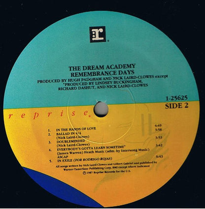 The Dream Academy – Remembrance Days (LP, Album, US - 1987)