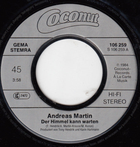Andreas Martin (2) – Der Himmel Kann Warten (7", Germany - 1984)
