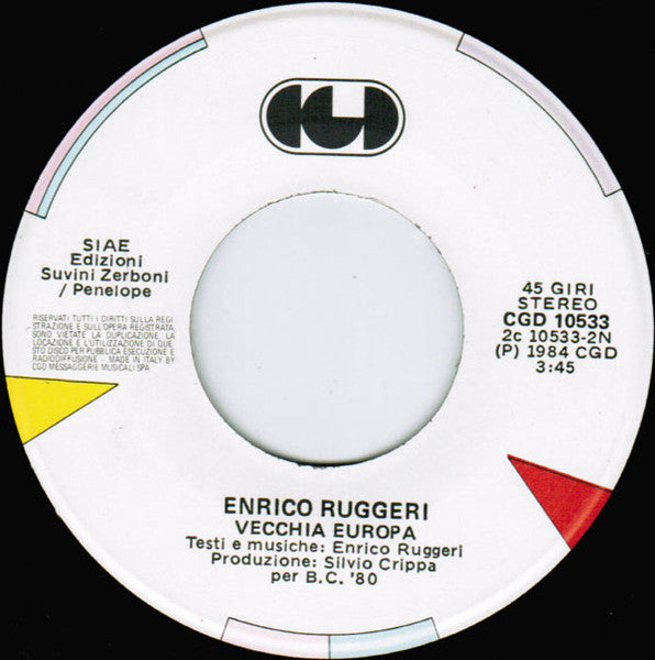 Enrico Ruggeri – Nuovo Swing (7", Italy - 1984)